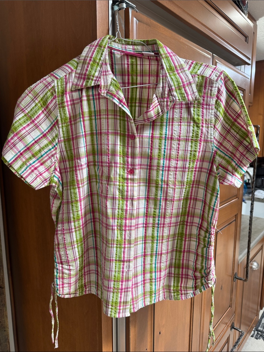 Pappagallo Pink and Green Plaid Short-Sleeve Button-Down